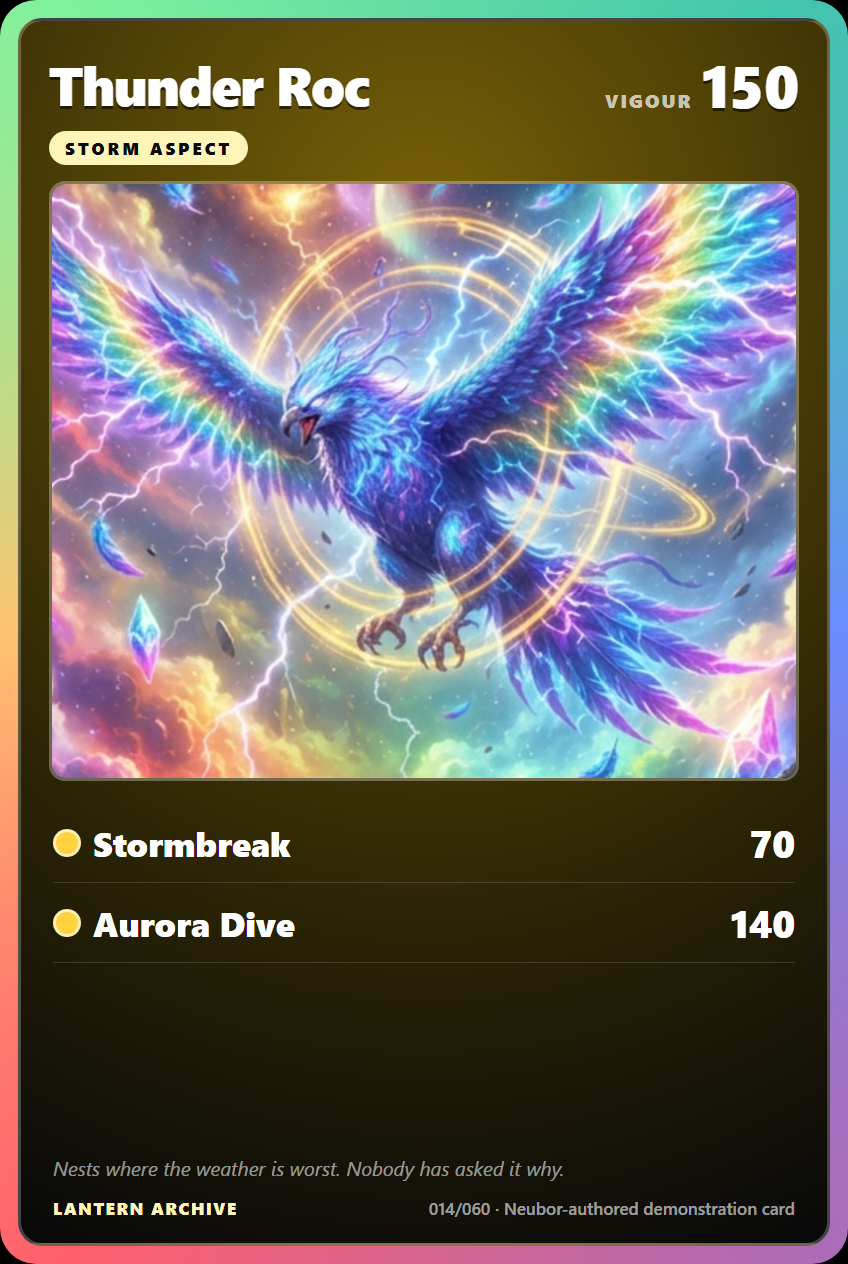 Thunder Roc · Lantern Archive 014/060 · synthetic Lantern Archive card